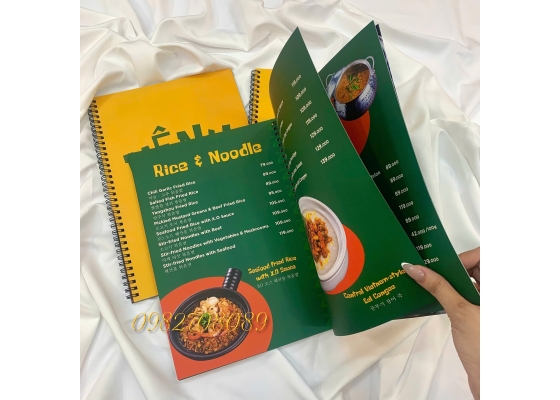 IN MENU ĐÓNG CUỐN LÒ XO