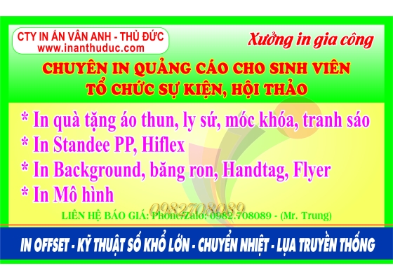 IN QUẢNG CÁO TỔ CHỨC SỰ KIỆN SINH VIÊN