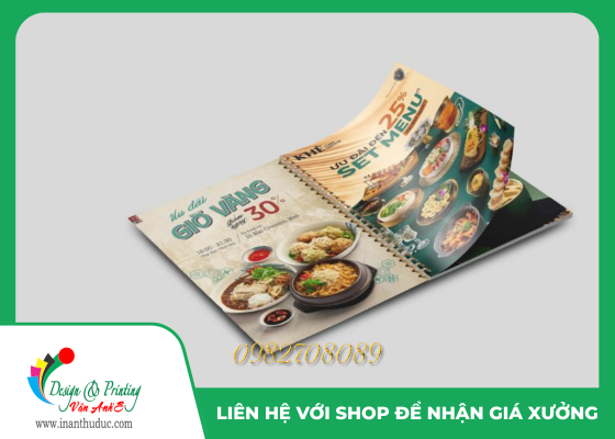 IN MENU ĐÓNG CUỐN LÒ XO